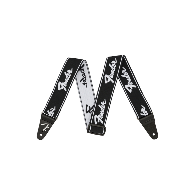 Fender® WeighLess™ 2" Running Logo Strap BW