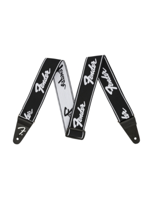 Fender® WeighLess™ 2" Running Logo Strap BW