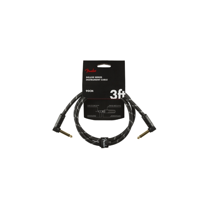 Fender® Deluxe Instrument Cable Angled 90cm Black Tweed
