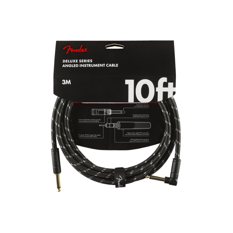Fender® Deluxe Instrument Cable Angled 3m Black Tweed