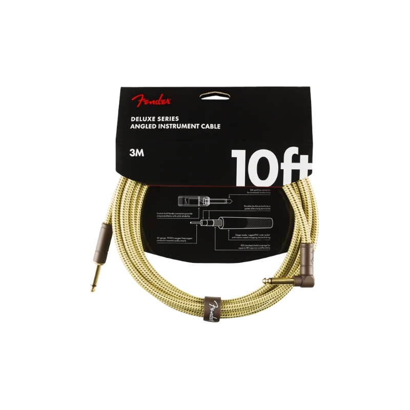 Fender® Deluxe Instrument Cable Angled 3m Tweed