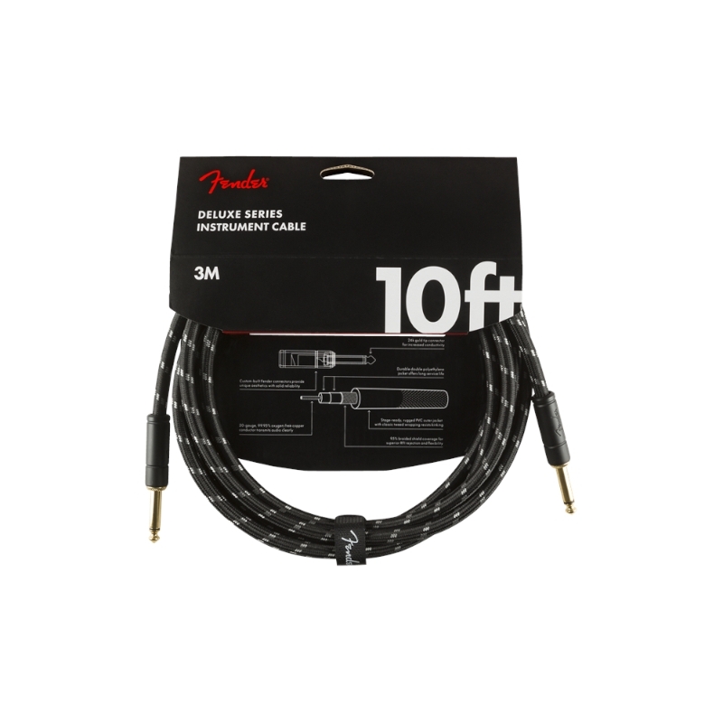 Fender® Deluxe Instrument Cable 3m Black Tweed