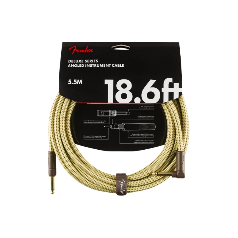 Fender® Deluxe Instrument Cable Angled 5,5m Tweed