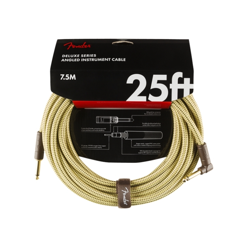 Fender® Deluxe Instrument Cable Angled 7,5m Tweed