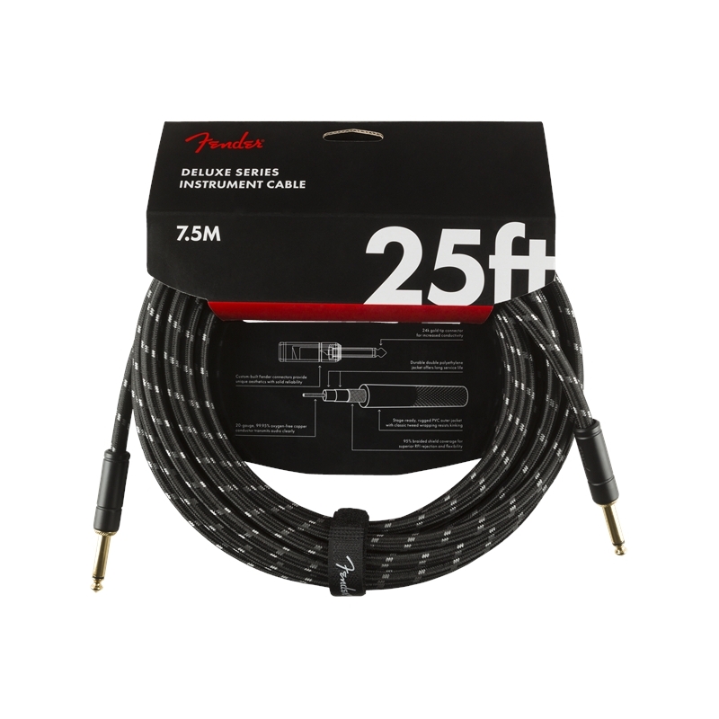 Fender® Deluxe Instrument Cable 7,5m Black Tweed