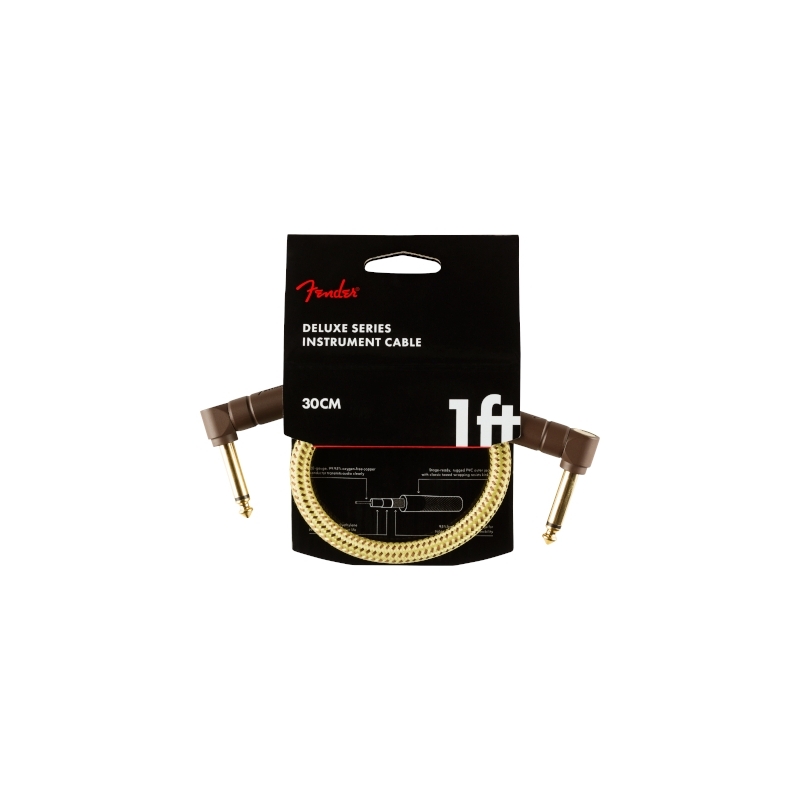 Fender® Deluxe Instrument Cable Angled 30cm Tweed
