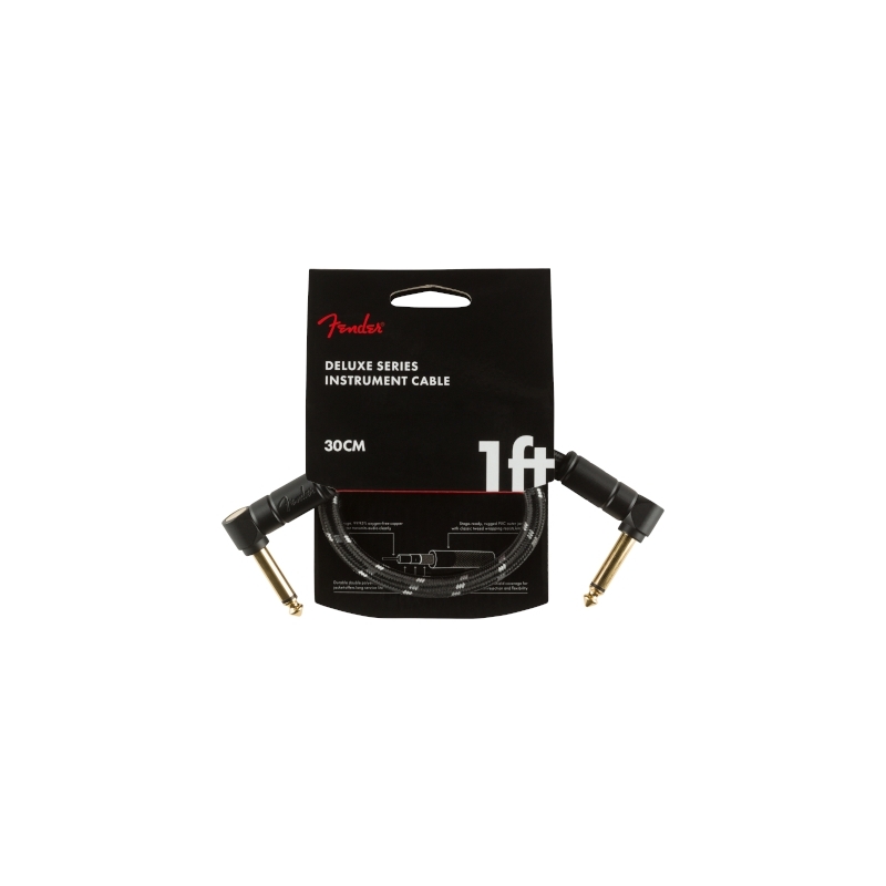 Fender® Deluxe Instrument Cable Angled 30cm Black Tweed