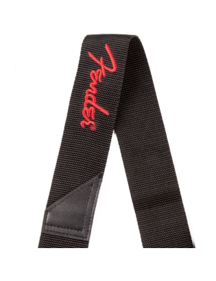 Fender® Black Poly Strap Red Logo