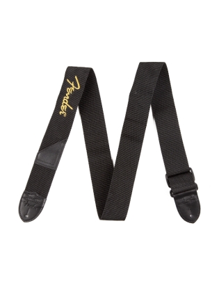 Fender® Black Poly Strap Yellow Logo