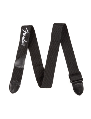 Fender® Black Poly Strap White Logo