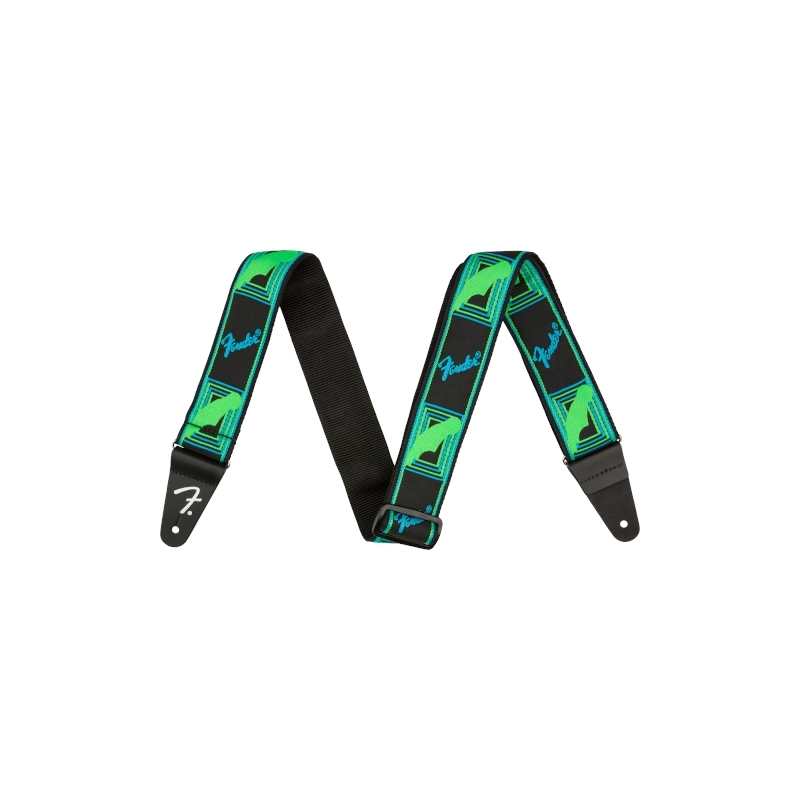 Fender® Neon Monogrammed Strap Green/Blue