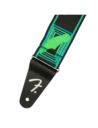 Fender® Neon Monogrammed Strap Green/Blue