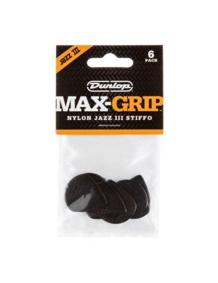 Dunlop Max-Grip® Jazz III Stiffo Nylon Pick 6-Pack