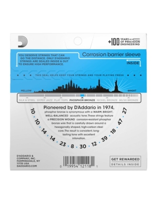D'Addario EJ38 12-String Phosphor Bronze Light