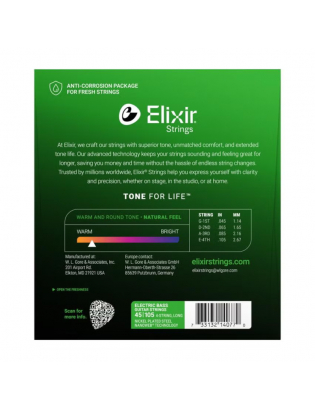 Elixir® 14077 Nanoweb® Electric Bass Nickel Light Medium