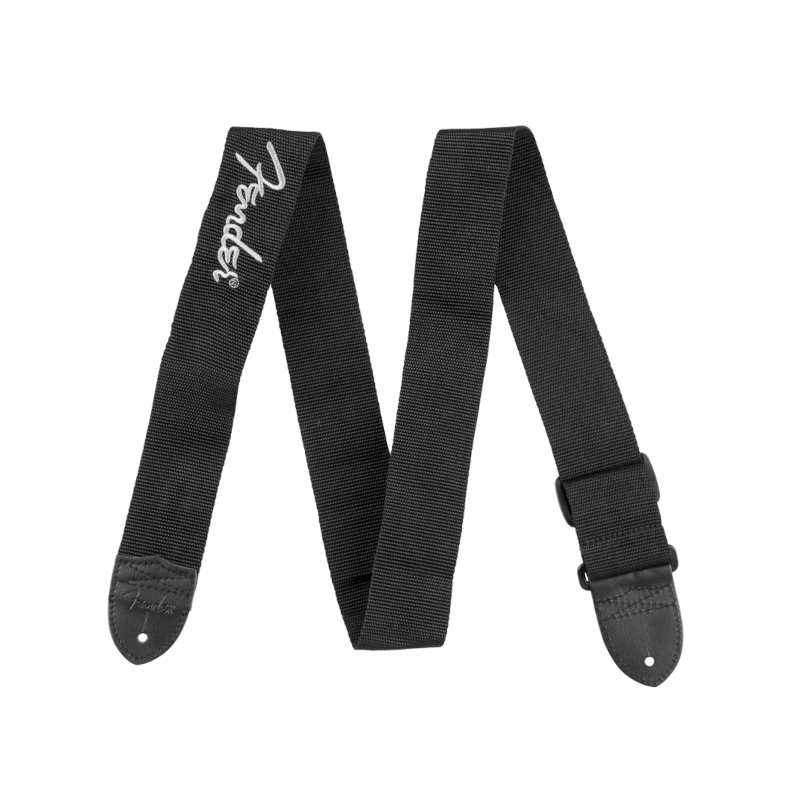Fender® Black Poly Strap Grey Logo