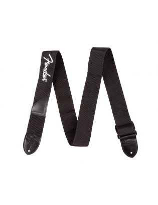 Fender® Black Poly Strap White Logo