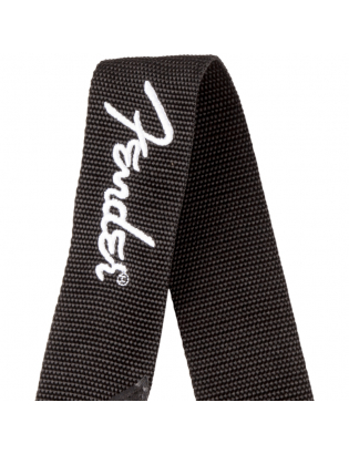 Fender® Black Poly Strap White Logo