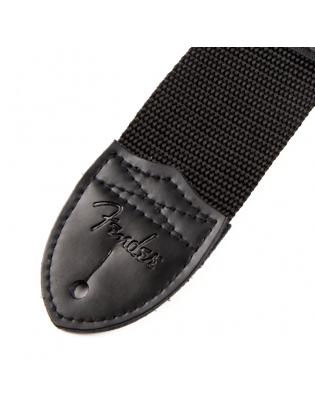 Fender® Black Poly Strap White Logo
