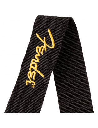Fender® Black Poly Strap Yellow Logo