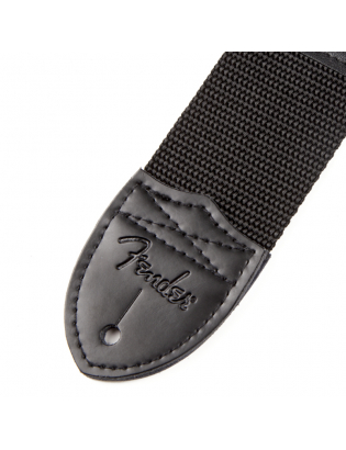 Fender® Black Poly Strap Yellow Logo