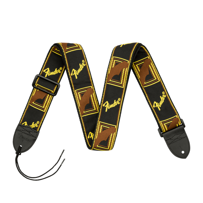 Fender® Monogrammed Strap Black/Yellow/Brown