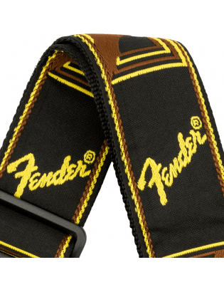 Fender® Monogrammed Strap Black/Yellow/Brown