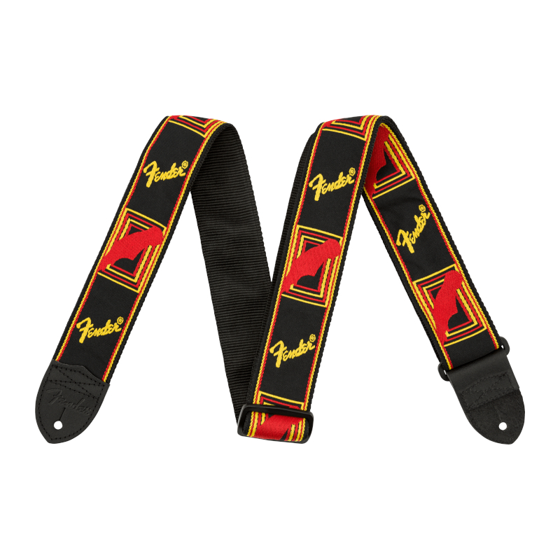 Fender® Monogrammed Strap Black/Yellow/Red