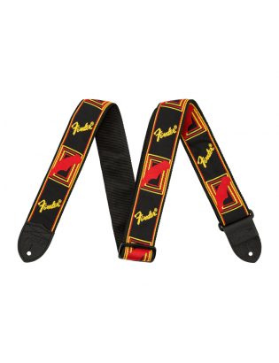 Fender® Monogrammed Strap Black/Yellow/Red