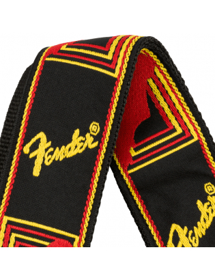 Fender® Monogrammed Strap Black/Yellow/Red