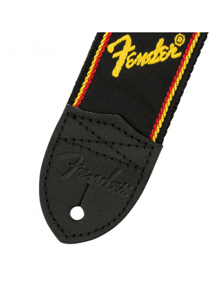 Fender® Monogrammed Strap Black/Yellow/Red