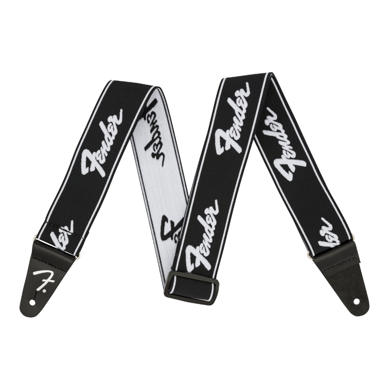 Fender® WeighLess™ 2" Running Logo Strap BW