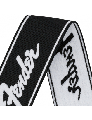 Fender® WeighLess™ 2" Running Logo Strap BW