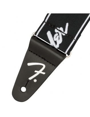 Fender® WeighLess™ 2" Running Logo Strap BW